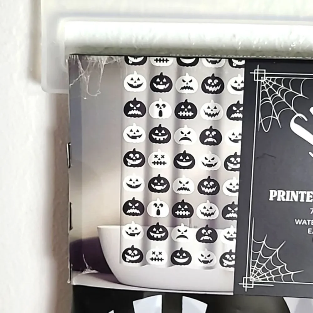Halloween Black & White Pumpkin Faces Shower Curtain, 70